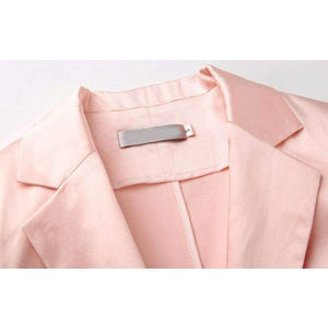 Planet Gates 1 / S Women Pencil Pant Suits 2 Piece Sets Pink Solid Blazer + Pencil Pant Office Lady Notched Jacket Female Outfits