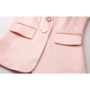 Planet Gates 1 / S Women Pencil Pant Suits 2 Piece Sets Pink Solid Blazer + Pencil Pant Office Lady Notched Jacket Female Outfits