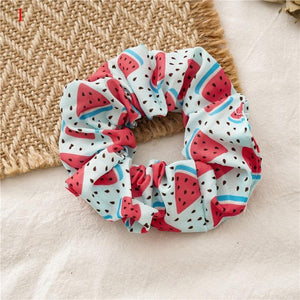 Scrunchies Stretch Headband Fruit Print Strawberry Hair Rope Women Elastic Hair Bands Girls Hair Ties Women Hair Accessories