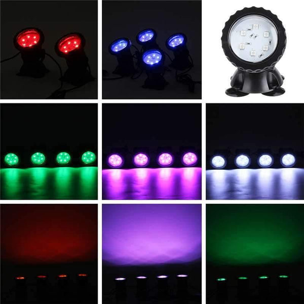 Planet Gates 1 set 4 light Waterproof  24 RGB LED Underwater Spot Light 16 color 4 modes For Swimming Pool Fountains Pond Water Garden