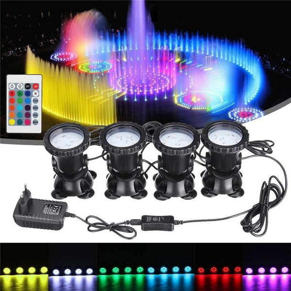 Planet Gates 1 set 4 light Waterproof  24 RGB LED Underwater Spot Light 16 color 4 modes For Swimming Pool Fountains Pond Water Garden
