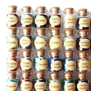 1 Set/40Pcs Natural Crystal Wishing Bottles Gemstone Natural Quartz Chip Gravel Reiki Healing Birthday Gift With a Box
