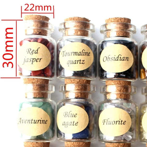 1 Set/40Pcs Natural Crystal Wishing Bottles Gemstone Natural Quartz Chip Gravel Reiki Healing Birthday Gift With a Box