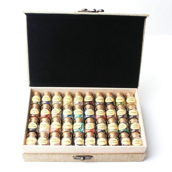 1 Set/40Pcs Natural Crystal Wishing Bottles Gemstone Natural Quartz Chip Gravel Reiki Healing Birthday Gift With a Box