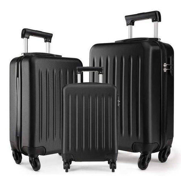 Planet Gates 1 SET BLACK / China Suitcase Rolling Hand Luggage 4 Wheels Spinner Trolley Case Carry on Travel Bag Hardside ABS 19 24 28 Inch Set Black K1872