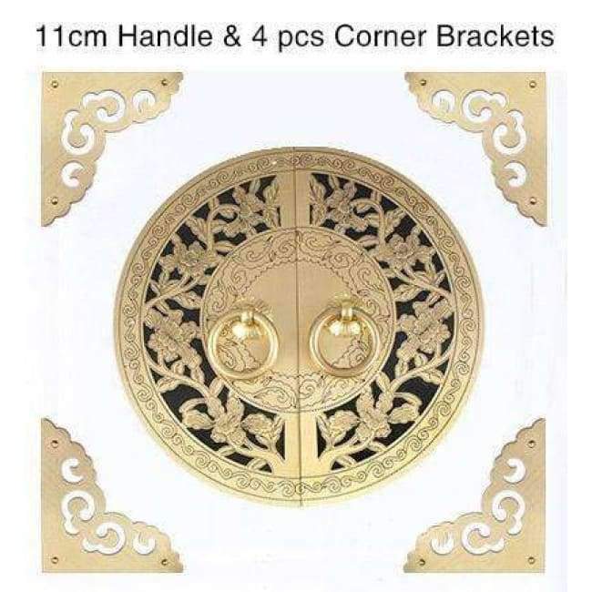 Planet Gates Chinese Antique Furniture Hardware Accessories Brass Round Vintage Pull Handle Knobs for Cabinet Door Cupboard Metal Handles