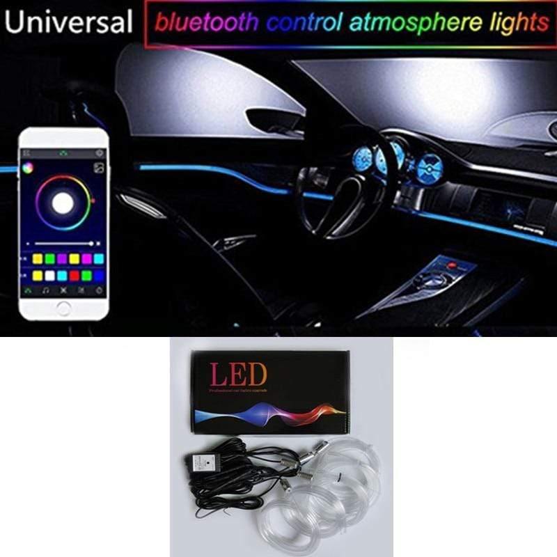 Planet Gates 1 Set Colorful RGB LED Car Interior Neon EL Wire Strip Light Auto Dashboard Decorative Lamp Sound Active APP Control kit