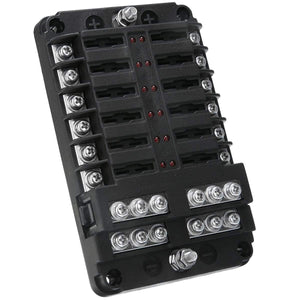 1 Set DC 32V 100A 12 Way Fuse Box Block Holder ATC ATO Blade LED Fuse Box with  Screws&Labels For Car Marine Caravan