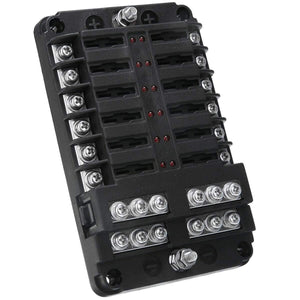 1 Set DC 32V 100A 12 Way Fuse Box Block Holder ATC ATO Blade LED Fuse Box with  Screws&Labels For Car Marine Caravan