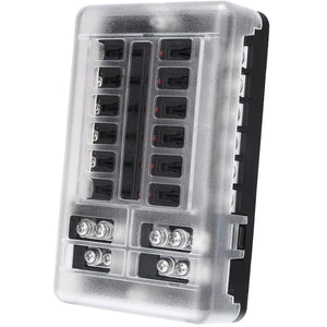 1 Set DC 32V 100A 12 Way Fuse Box Block Holder ATC ATO Blade LED Fuse Box with  Screws&Labels For Car Marine Caravan