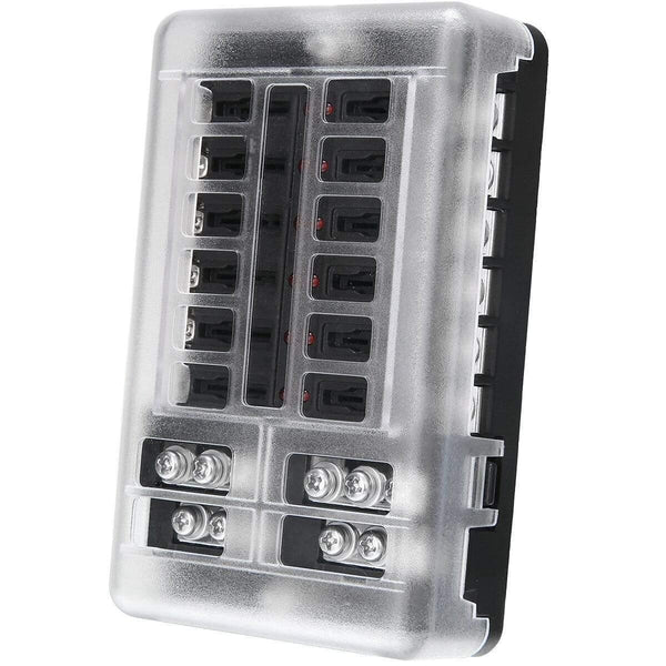 1 Set DC 32V 100A 12 Way Fuse Box Block Holder ATC ATO Blade LED Fuse Box with  Screws&Labels For Car Marine Caravan