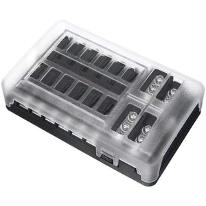 1 Set DC 32V 100A 12 Way Fuse Box Block Holder ATC ATO Blade LED Fuse Box with  Screws&Labels For Car Marine Caravan