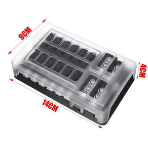 1 Set DC 32V 100A 12 Way Fuse Box Block Holder ATC ATO Blade LED Fuse Box with  Screws&Labels For Car Marine Caravan