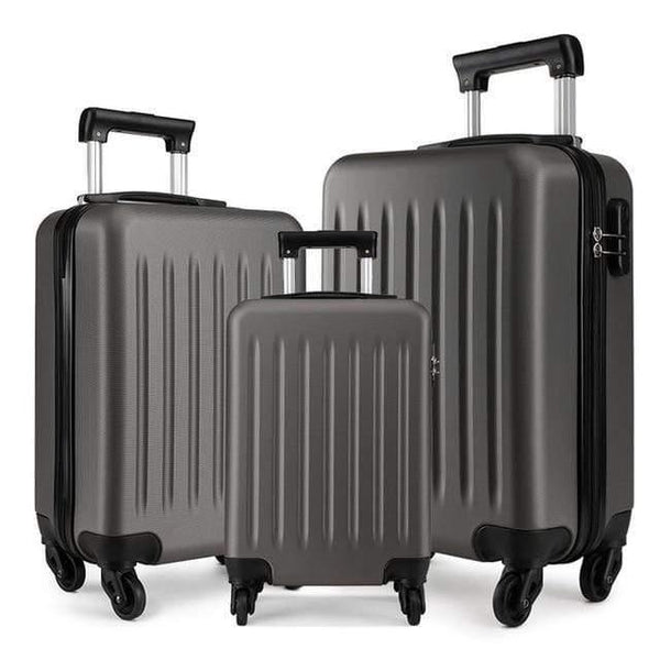Planet Gates 1 SET GREY / China Suitcase Rolling Hand Luggage 4 Wheels Spinner Trolley Case Carry on Travel Bag Hardside ABS 19 24 28 Inch Set Black K1872