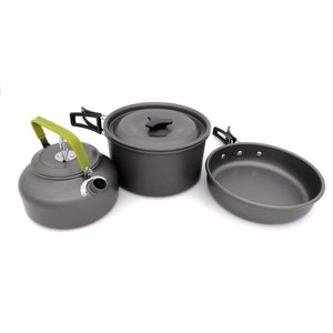 Planet Gates 1 Set Outdoor Pots Pans Camping Cookware Picnic Cooking Set Non-stick Tableware  With Foldable Spoon Fork Knife Kettle Cup