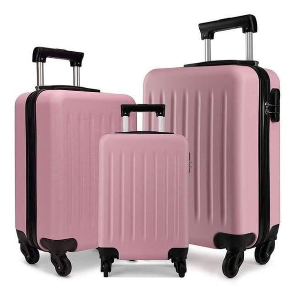 Planet Gates 1 SET PINK / China Suitcase Rolling Hand Luggage 4 Wheels Spinner Trolley Case Carry on Travel Bag Hardside ABS 19 24 28 Inch Set Black K1872