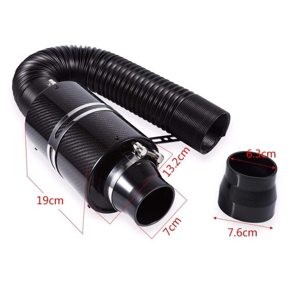 Planet Gates 1 Set Universal Car 3 inch Carbon Fibre Cold Air Filter Feed Enclosed Intake Induction Pipe Hose Kit Universal