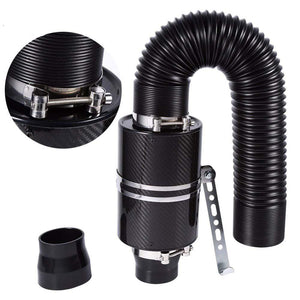 Planet Gates 1 Set Universal Car 3 inch Carbon Fibre Cold Air Filter Feed Enclosed Intake Induction Pipe Hose Kit Universal