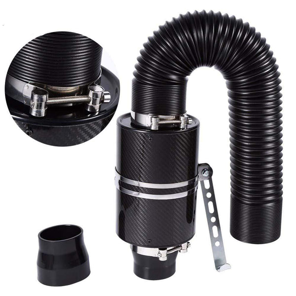 Planet Gates 1 Set Universal Car 3 inch Carbon Fibre Cold Air Filter Feed Enclosed Intake Induction Pipe Hose Kit Universal