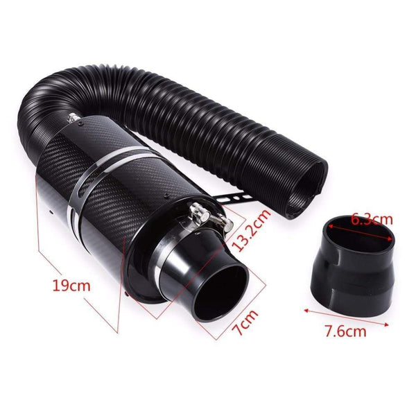 Planet Gates 1 Set Universal Car 3 inch Carbon Fibre Cold Air Filter Feed Enclosed Intake Induction Pipe Hose Kit Universal