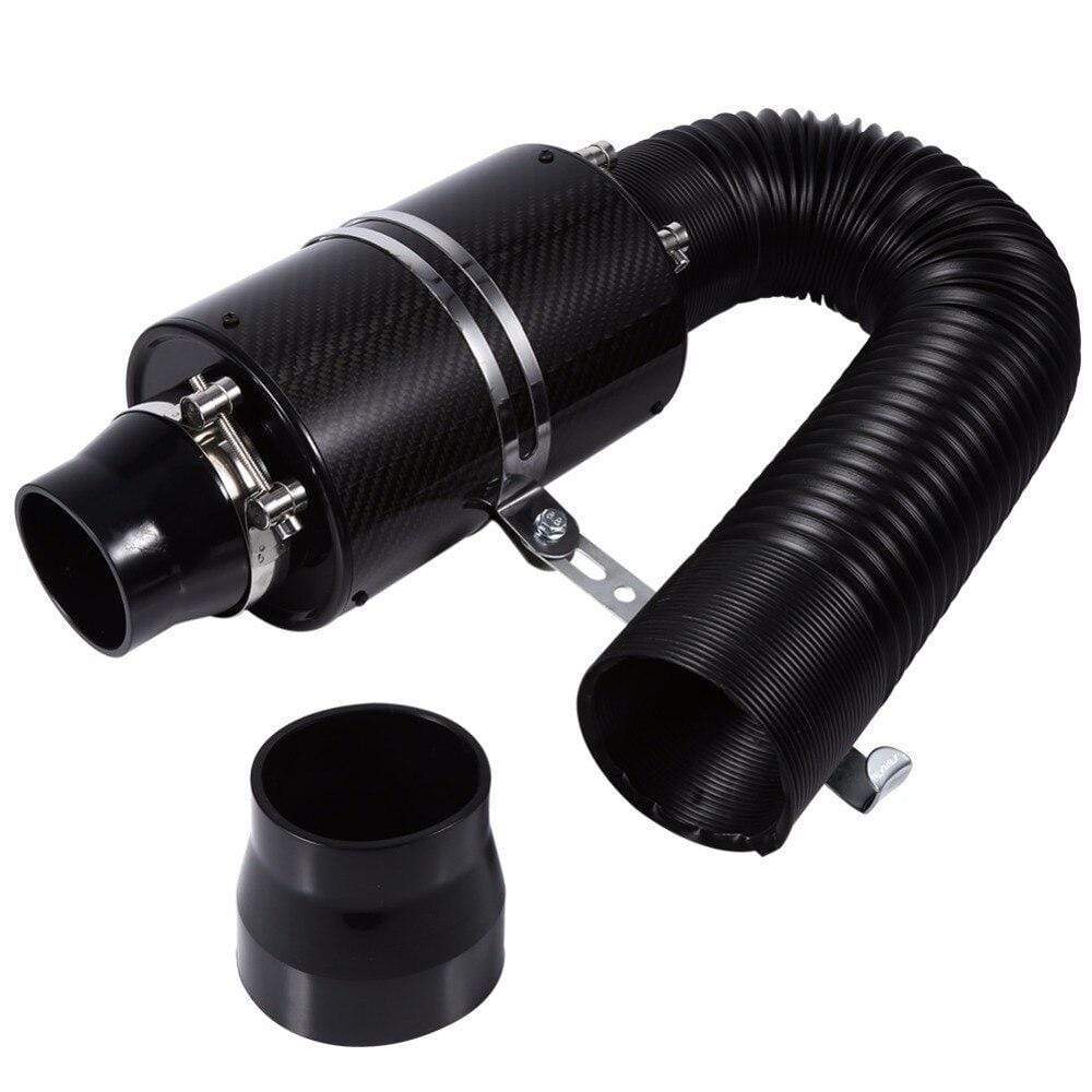 Planet Gates 1 Set Universal Car 3 inch Carbon Fibre Cold Air Filter Feed Enclosed Intake Induction Pipe Hose Kit Universal