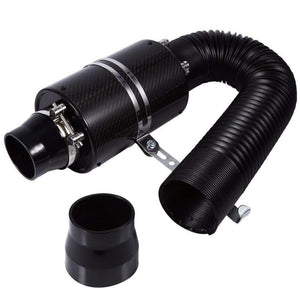 Planet Gates 1 Set Universal Car 3 inch Carbon Fibre Cold Air Filter Feed Enclosed Intake Induction Pipe Hose Kit Universal