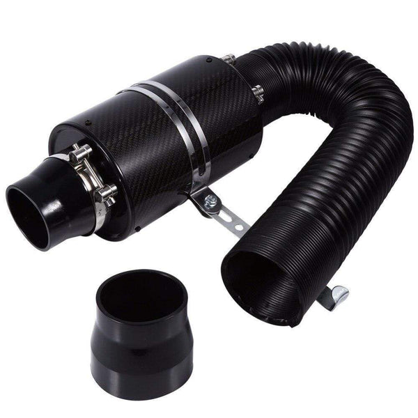 Planet Gates 1 Set Universal Car 3 inch Carbon Fibre Cold Air Filter Feed Enclosed Intake Induction Pipe Hose Kit Universal