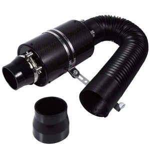 Planet Gates 1 Set Universal Car 3 inch Carbon Fibre Cold Air Filter Feed Enclosed Intake Induction Pipe Hose Kit Universal