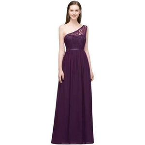 Planet Gates 1 Shoulder Grape / 6 Vestido De Festa burgundy Bridesmaid Dresses Chiffon Beach long dress for wedding party for woman