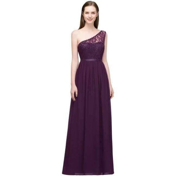 Planet Gates 1 Shoulder Grape / 6 Vestido De Festa burgundy Bridesmaid Dresses Chiffon Beach long dress for wedding party for woman