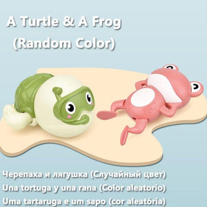 Planet Gates 1 Turtle  1 Frog Bath Toys Baby Water Game Faucet Shower Rubber Duck Waterwheel Dabbling Water Spray Set For Kids Animals Bathroom Summer Toys
