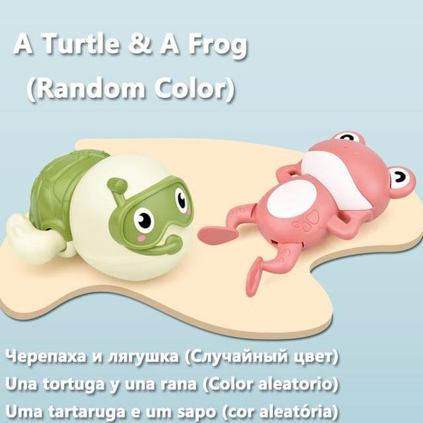 Planet Gates 1 Turtle  1 Frog Bath Toys Baby Water Game Faucet Shower Rubber Duck Waterwheel Dabbling Water Spray Set For Kids Animals Bathroom Summer Toys