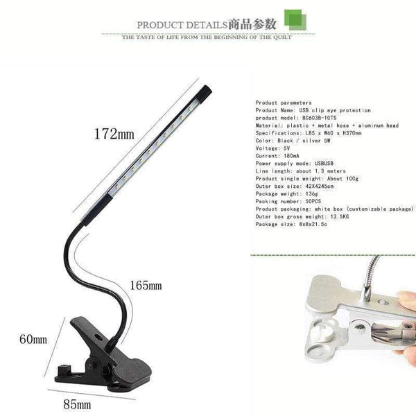 Planet Gates 1 USB eye protection clip book light novelty creative reading bedside lamp LED flexible touch dimming learning book desk light0807