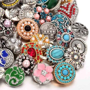 Planet Gates 10 10pcs/lot High Quality Snap Button Jewelry DIY Crystal Rhinestone Flower 18mm 20mm Metal Snap Buttons Fit Snap Bracelet Bangle