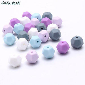 Planet Gates 10/15 mm 50 stk. farverige silikone pentagonperler til babyer, tyggetabletter, tandfrembrud, ammehalskæde, legetøj, gør-det-selv smykkefremstilling, 50 stk.