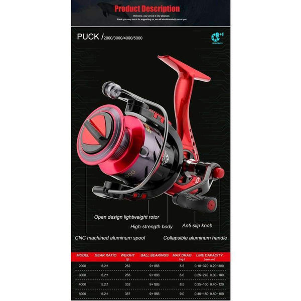 Planet Gates 10 / 2000 Series / China New PUCK 2000 3000 4000 5000 Spinning Reel 5.2:1 Fishing Reel 9KG Max Drag Power Spinning Wheel Long Casting Fishing