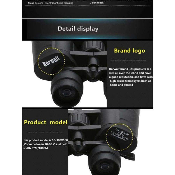 Planet Gates 10-380X100  High magnification long range zoom 10-60 times hunting telescope Binoculars  HD Professiona  Zoom