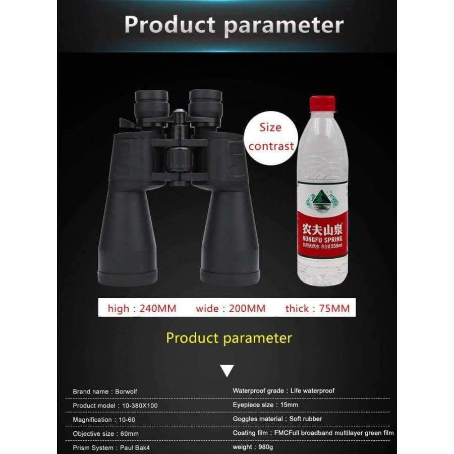 Planet Gates 10-380X100  High magnification long range zoom 10-60 times hunting telescope Binoculars  HD Professiona  Zoom