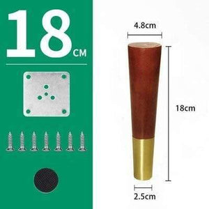 4pcs/lot Wood Legs TV Cabinet Support Sofa Legs Furniture Accessory Brass Gold Cups Solid Wooden Feet