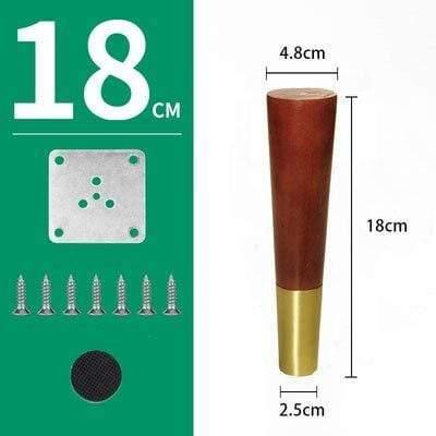 4pcs/lot Wood Legs TV Cabinet Support Sofa Legs Furniture Accessory Brass Gold Cups Solid Wooden Feet