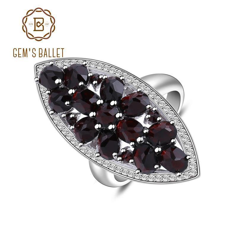 Planet Gates 10 6.3Ct Natural Black Garnet Gemstone Wedding Engagement Ring 925 Sterling Silver Fine Jewelry For Women