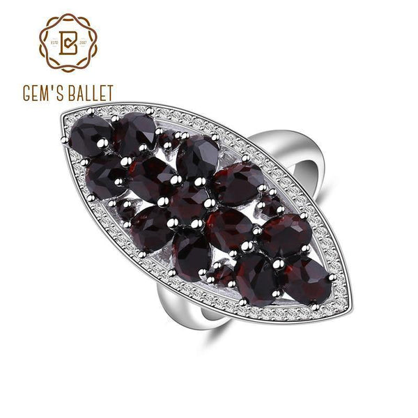 Planet Gates 10 6.3Ct Natural Black Garnet Gemstone Wedding Engagement Ring 925 Sterling Silver Fine Jewelry For Women