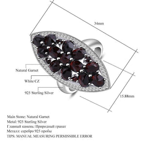 Planet Gates 10 6.3Ct Natural Black Garnet Gemstone Wedding Engagement Ring 925 Sterling Silver Fine Jewelry For Women