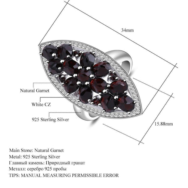 Planet Gates 10 6.3Ct Natural Black Garnet Gemstone Wedding Engagement Ring 925 Sterling Silver Fine Jewelry For Women