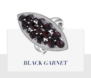 Planet Gates 10 6.3Ct Natural Black Garnet Gemstone Wedding Engagement Ring 925 Sterling Silver Fine Jewelry For Women