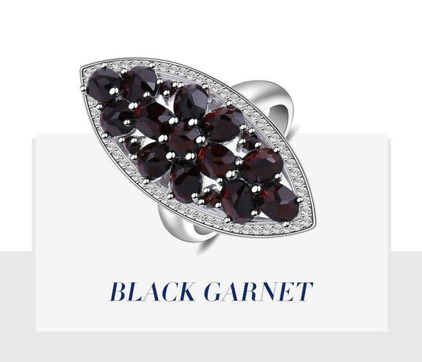 Planet Gates 10 6.3Ct Natural Black Garnet Gemstone Wedding Engagement Ring 925 Sterling Silver Fine Jewelry For Women