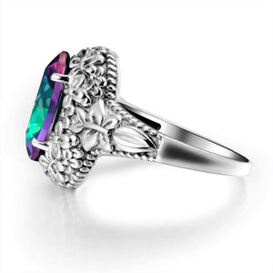 Planet Gates 10 6.7ct Ring Fire Mystic Rainbow Topaz Crystal Ring Vintage Real 925 Sterling Silver Women Wedding Ring