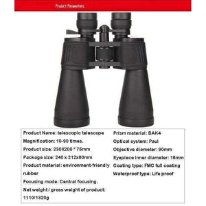 Planet Gates 10-90x80 waterproof High-power HD Night Vision Hunting binoculars telescope professional hunting telescope Free shipping