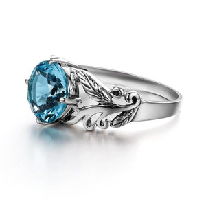 Planet Gates 10 925 Sterling Silver Leaf Shaped Light Blue Victoria Stone Women Finger Ring Fashion Cocktail Ring Anniversary Jewelry