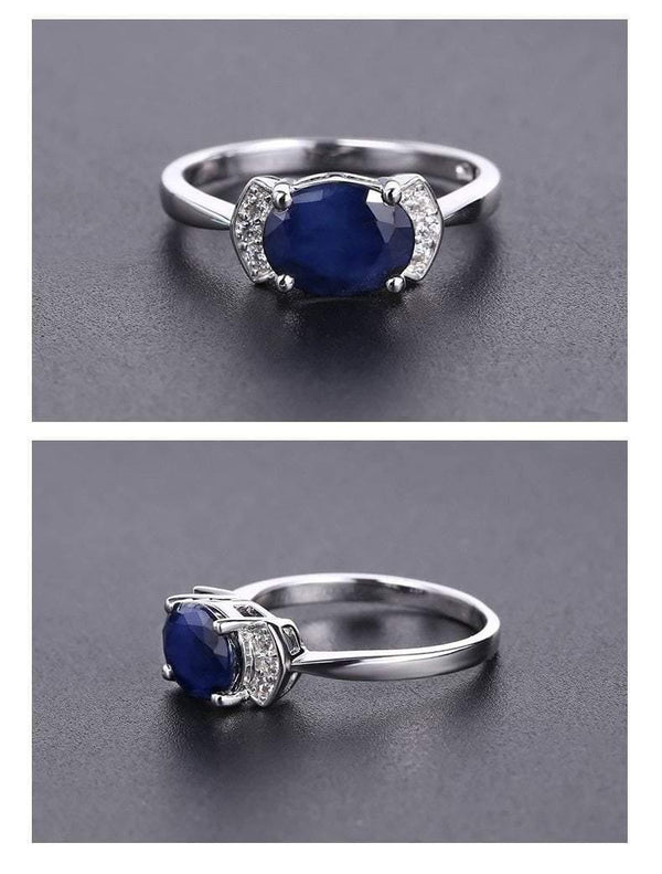 Planet Gates 10 925 Sterling Silver Ring 2.02Ct Classic Natural Blue Sapphire Rings For Women Engagement Wedding Gift Fine Jewelry